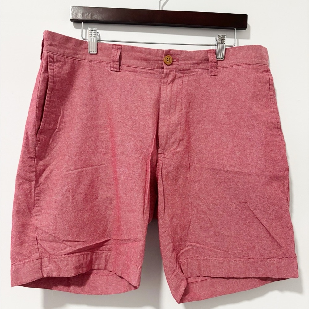 J. Crew Factory Mens Red‎ Flat Front Gramercy Shorts Cotton Lightweight Size 35W